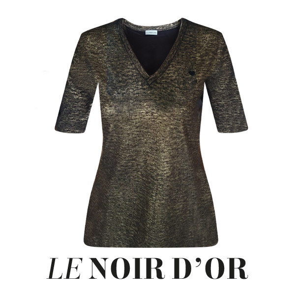 v-hals zwart goudglitter