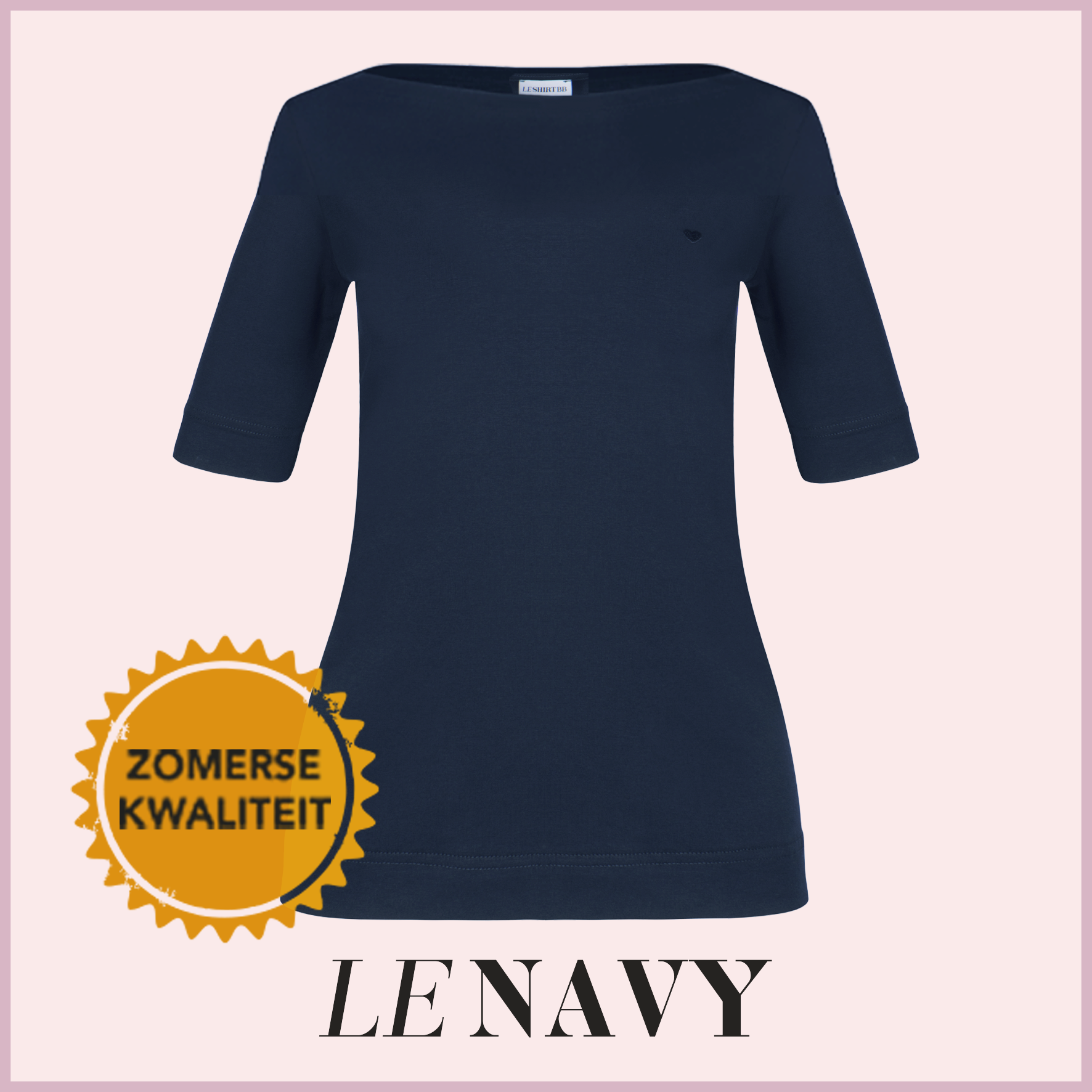 T-shirt - Navy - Boothals - Zomer